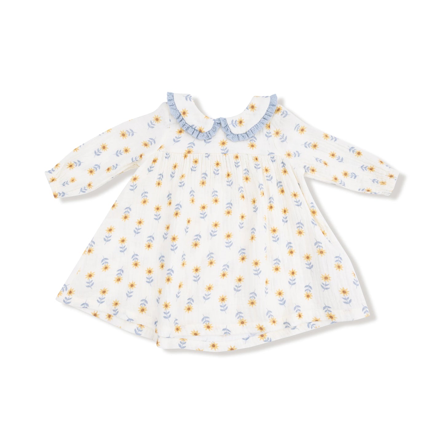 Peter Pan Collar Dress w/ Eyelet Trim & Ribbed Leggings | Western Sunflower