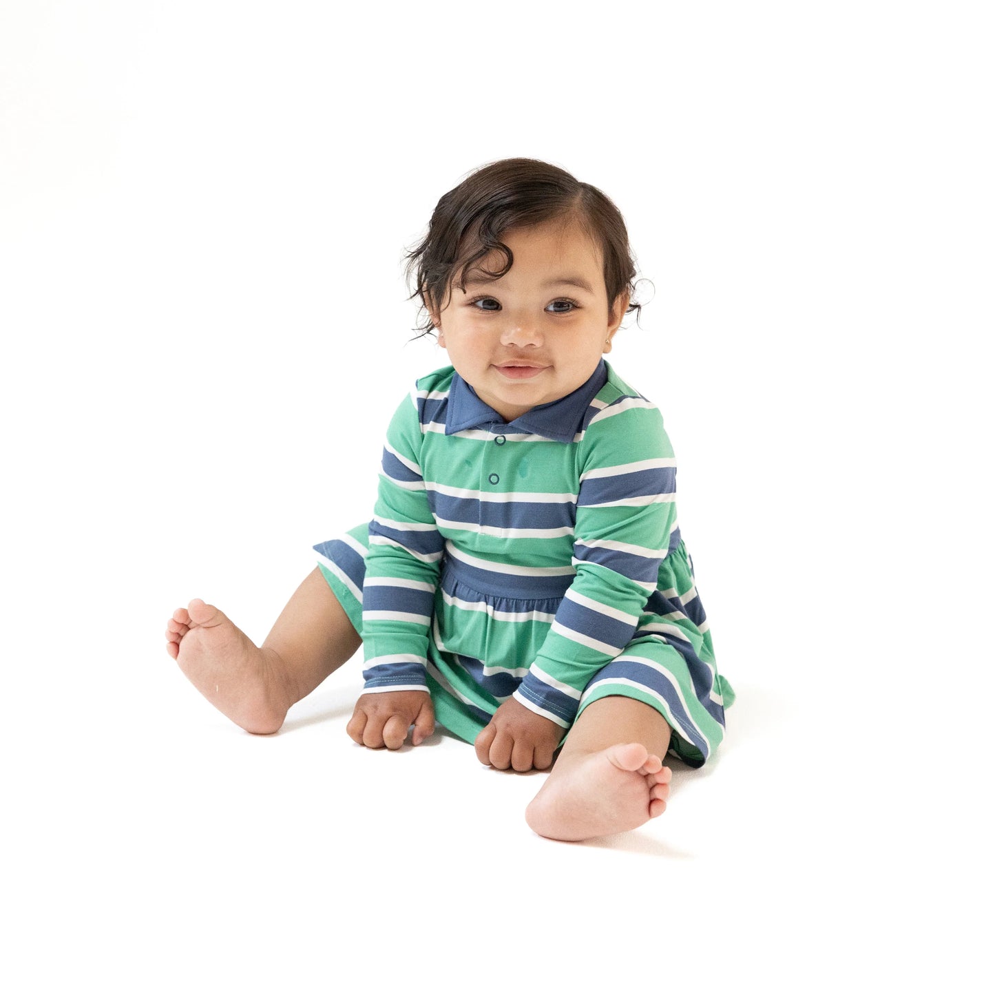 Longsleeve Polo Bodysuit Dress | Rugby Stripe