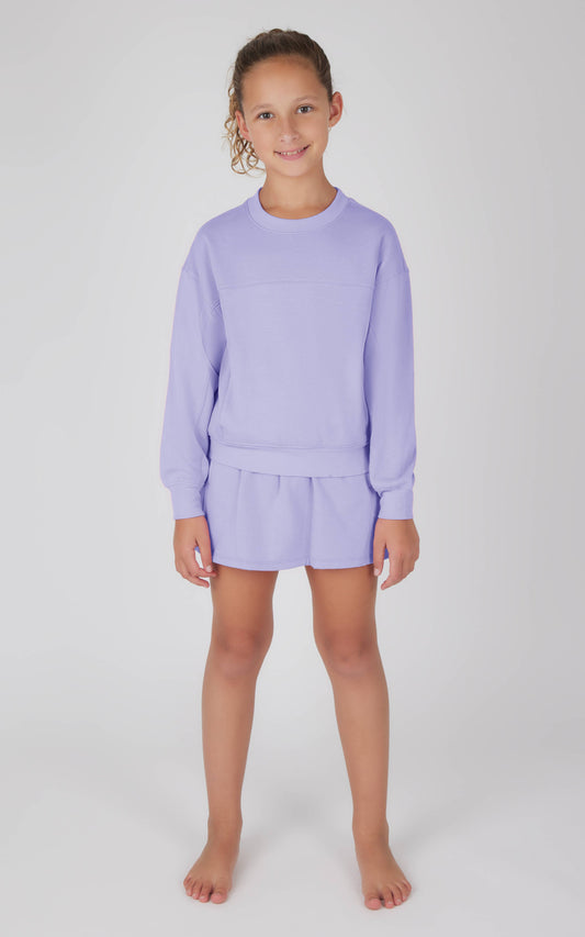 Girls Terry Brushed Crew Pullover and Skort Set: Sand Verbena