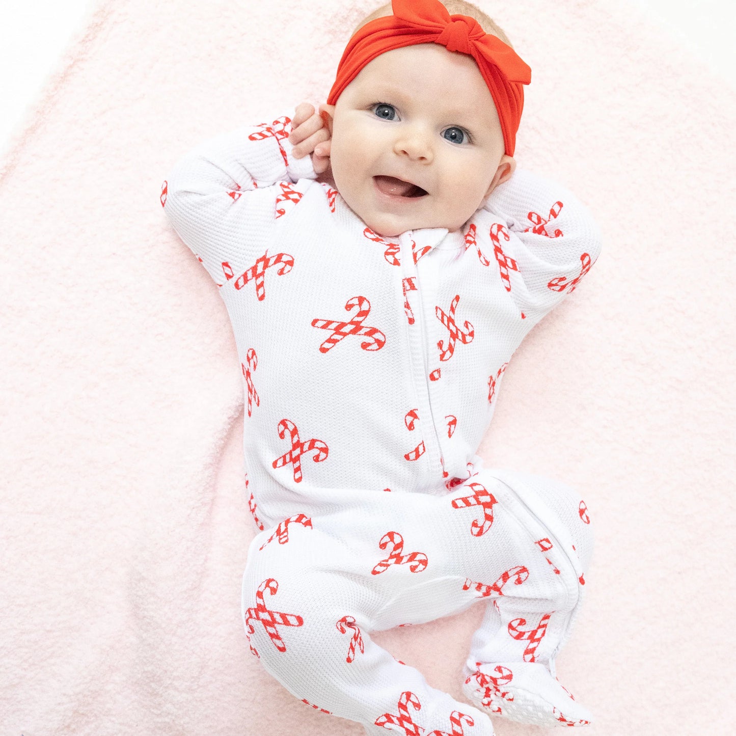 2 Way Zipper Footie | Candy Canes