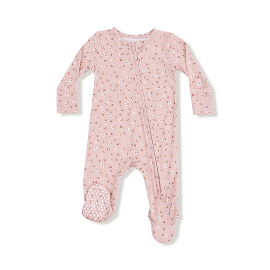 2-Way Zipper Bamboo Footie | Pink Carrie Floral