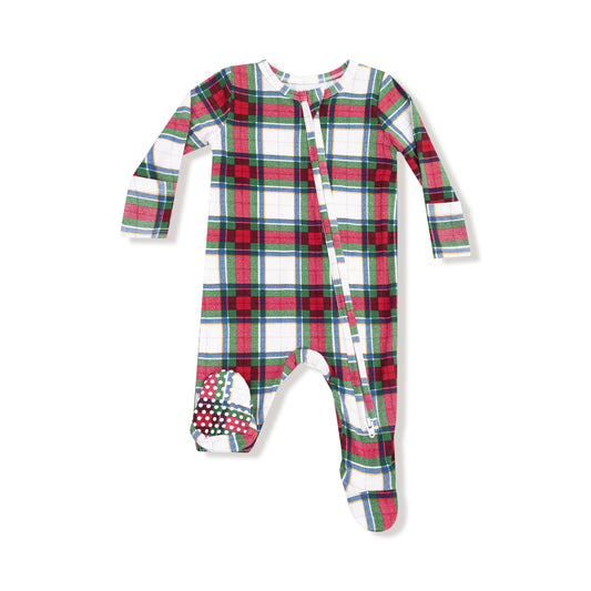 2 Way Zipper Footie | Holiday Plaid