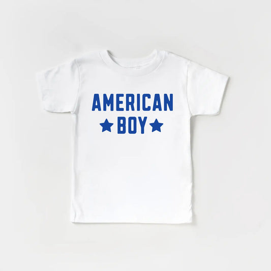 American Boy Shirt | White with Blue