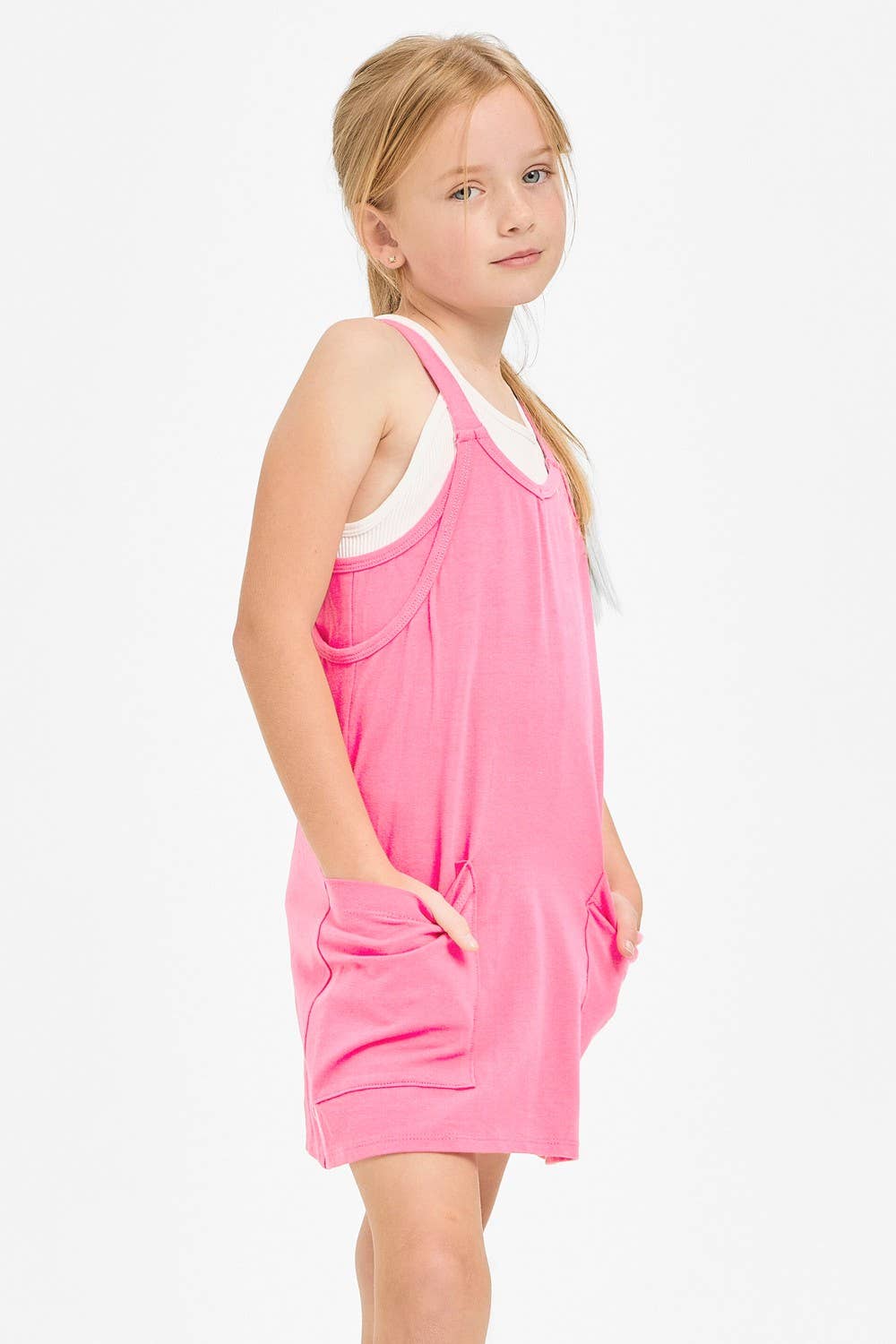 Relaxed Tank Dress with Built-In Romper Lining | Neon Pink