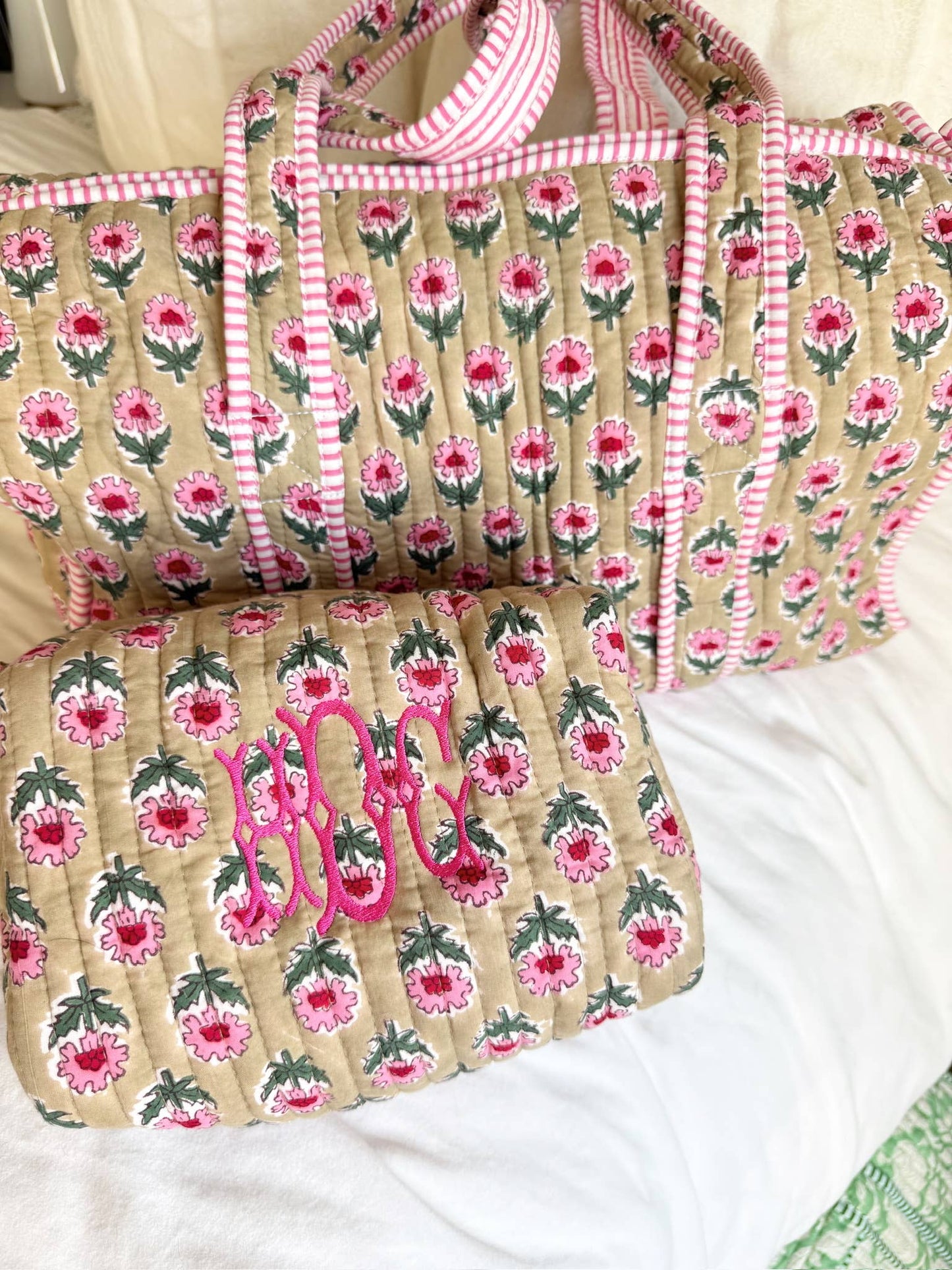 Quilted Block - Print Duffel Bag: Vibrant Orchid