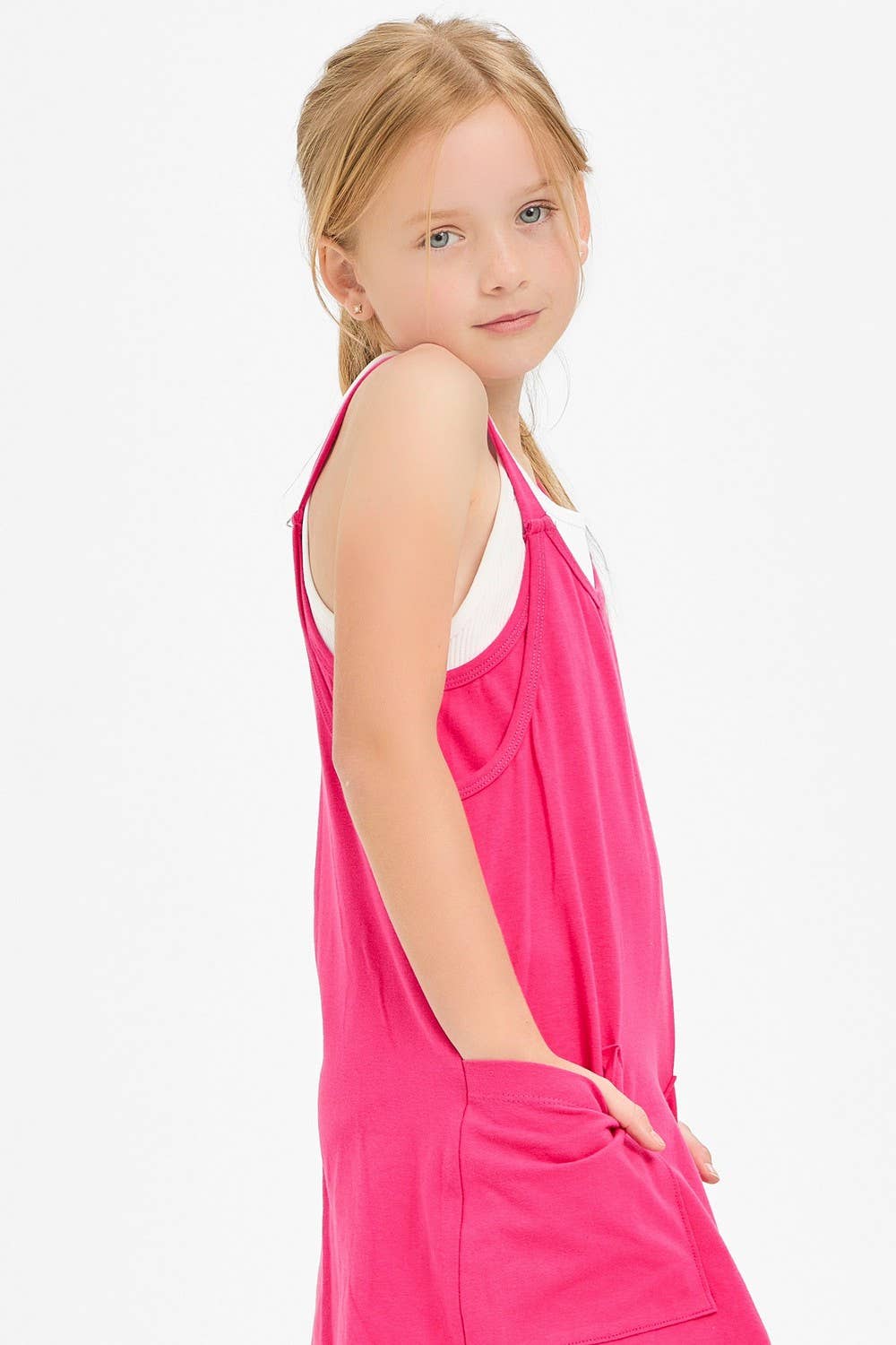 Relaxed Tank Dress with Built-In Romper Lining | Neon Pink