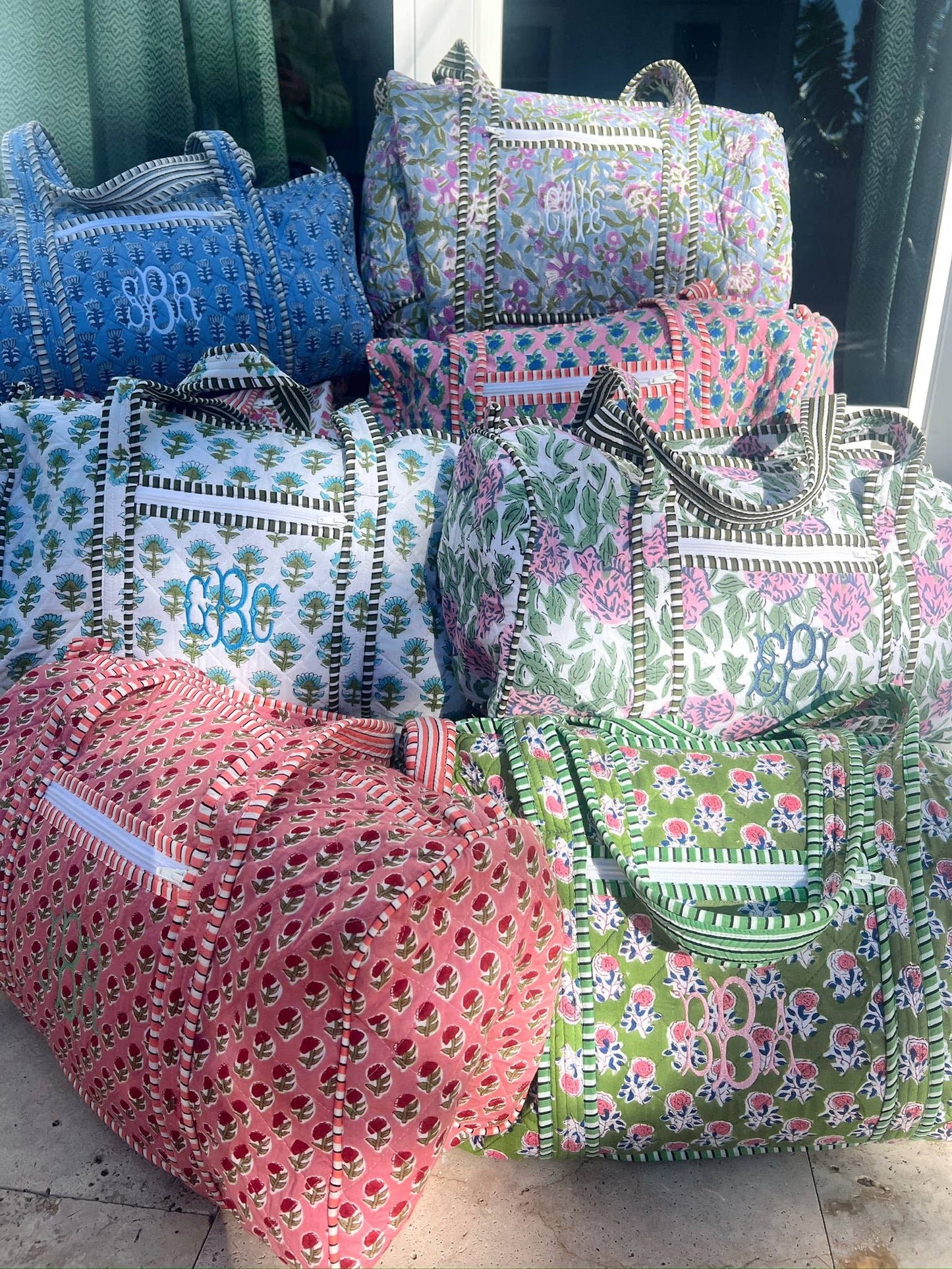 Quilted Block - Print Duffel Bag: Vibrant Orchid