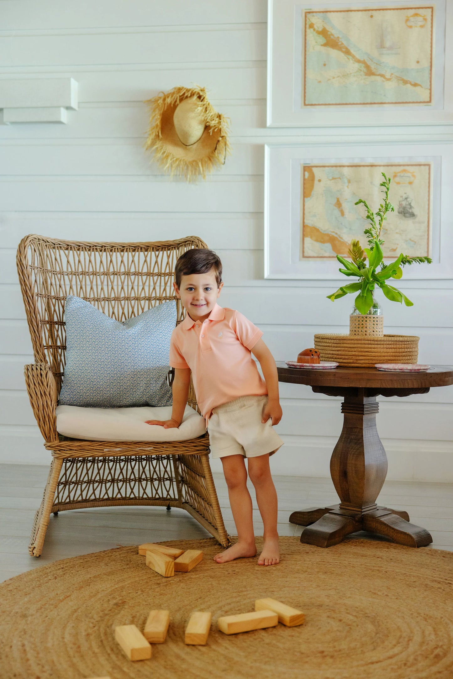 Prim and Proper Polo | Pompano Peach Multicolor