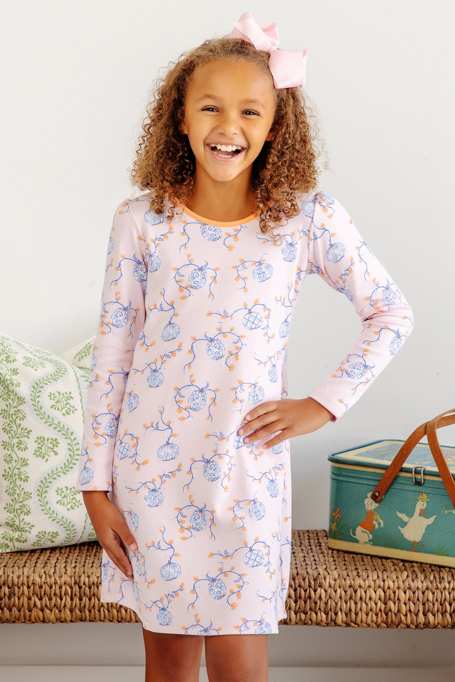 Long Sleeve Penny Play Dress | Gourd-geous with Seashore Sherbert