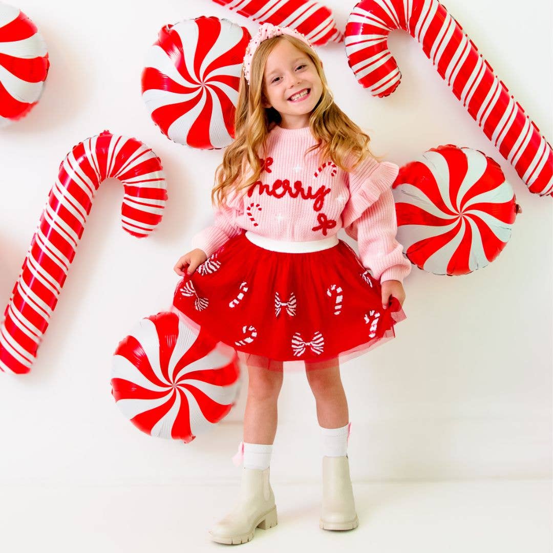 Girls Coquette Merry Christmas Knit Sweater