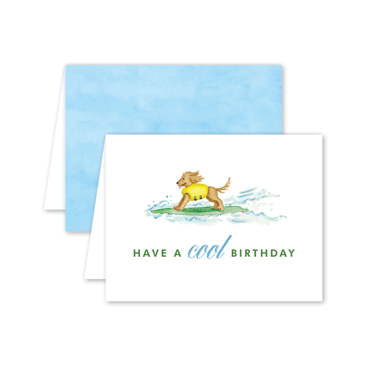 Surf’s Up Birthday Pup Card: Single Card