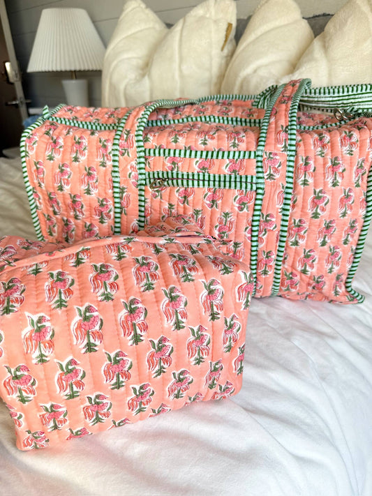 Quilted Block - Print Duffel Bag: Vibrant Orchid