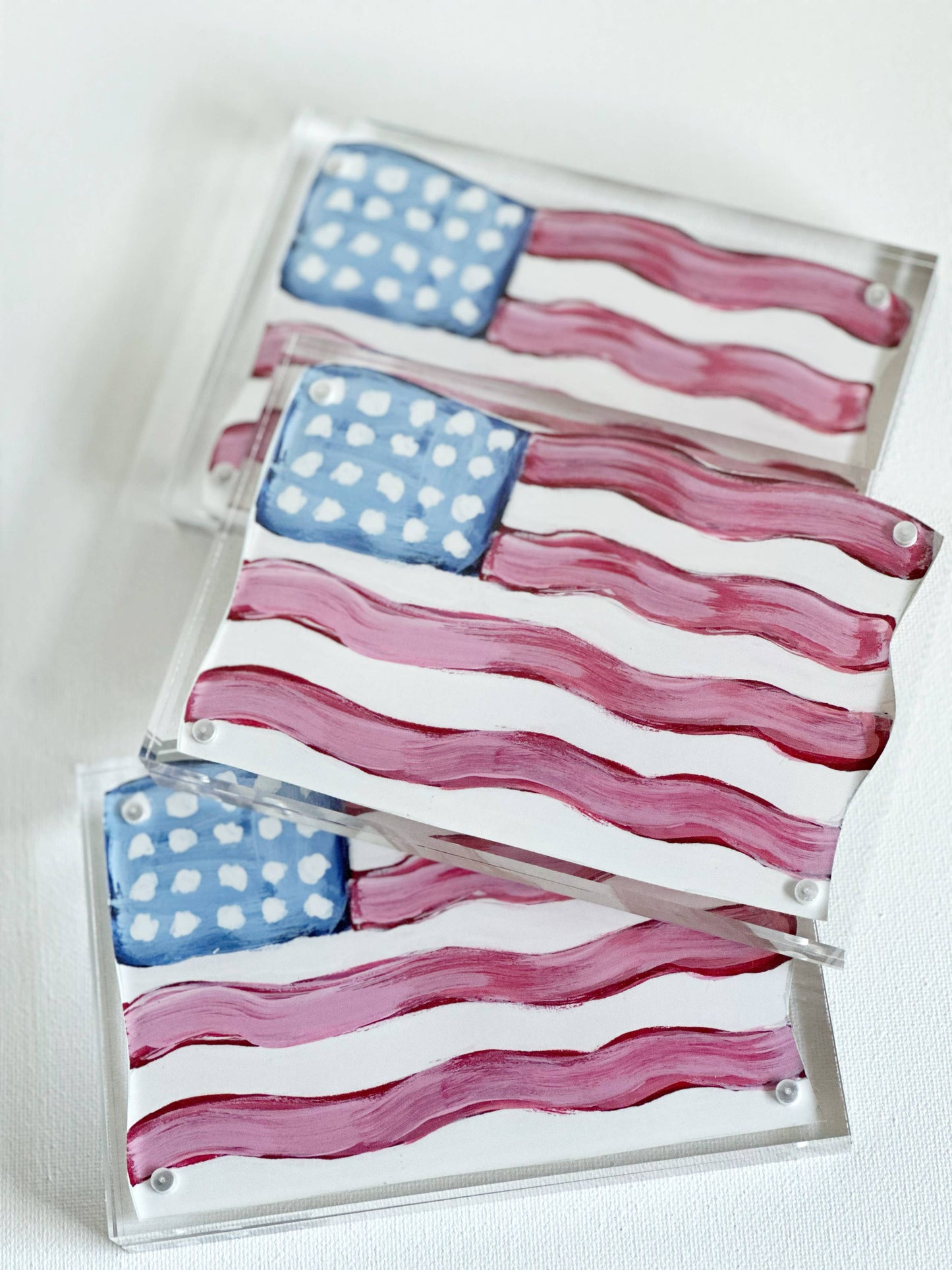 Anna Walding Art - American Flag Art Print in Acrylic Frame 4x6