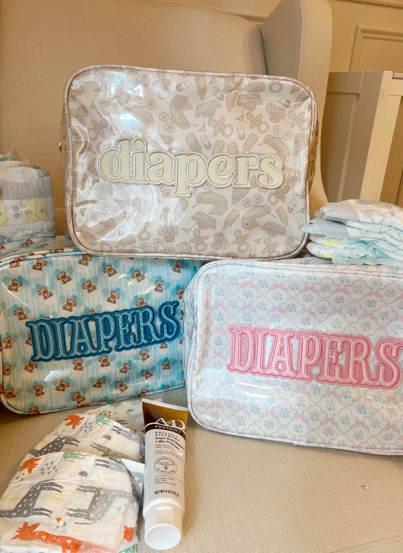 Diapers XL - Clear Coat Bag: Blue Teddy Bear