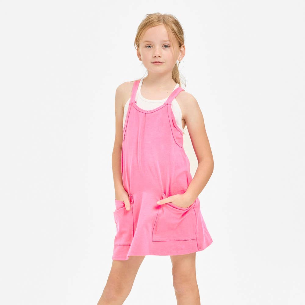 neon pink tank dress Neon Hot Pink Abstract Tank Dress / Slimming Illusion