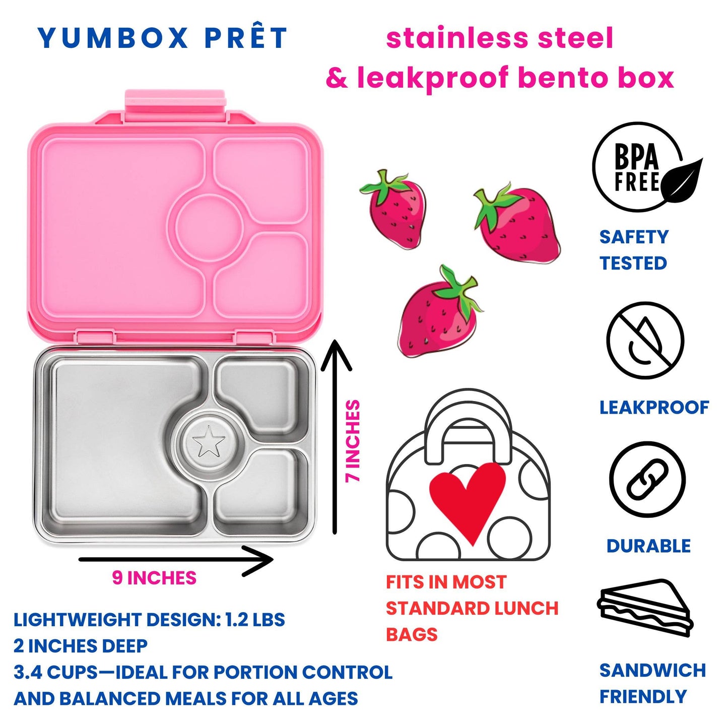 Yumbox Prêt – Leakproof Stainless Steel Bento | Versailles Pink