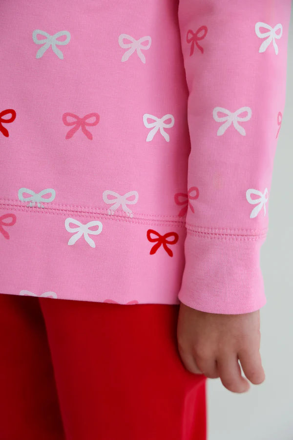 Cassidy Comfy Crewneck | Bitty Bows with Hamptons Hot Pink