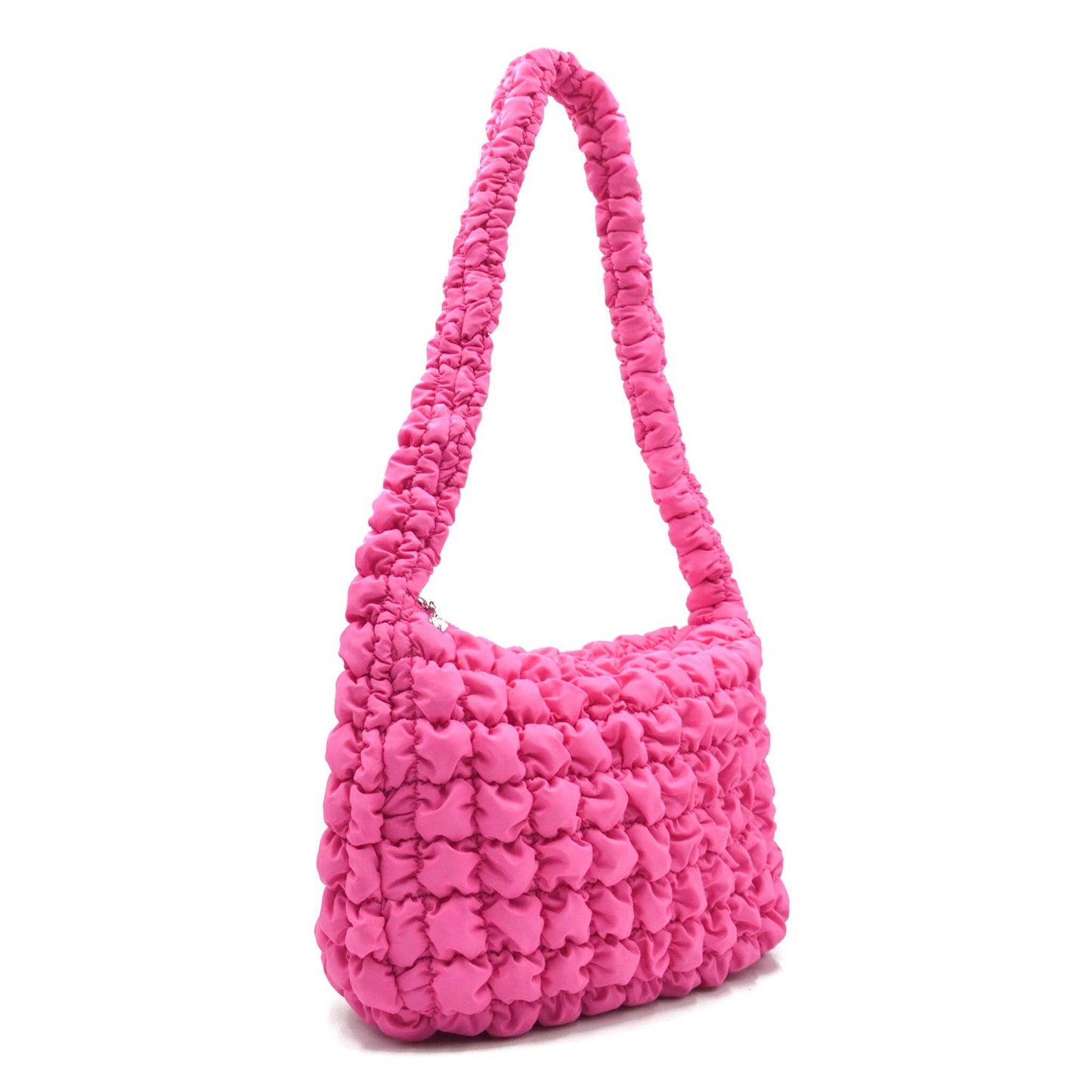 Quilted Scrunchies Sling Bag: Hot Pink