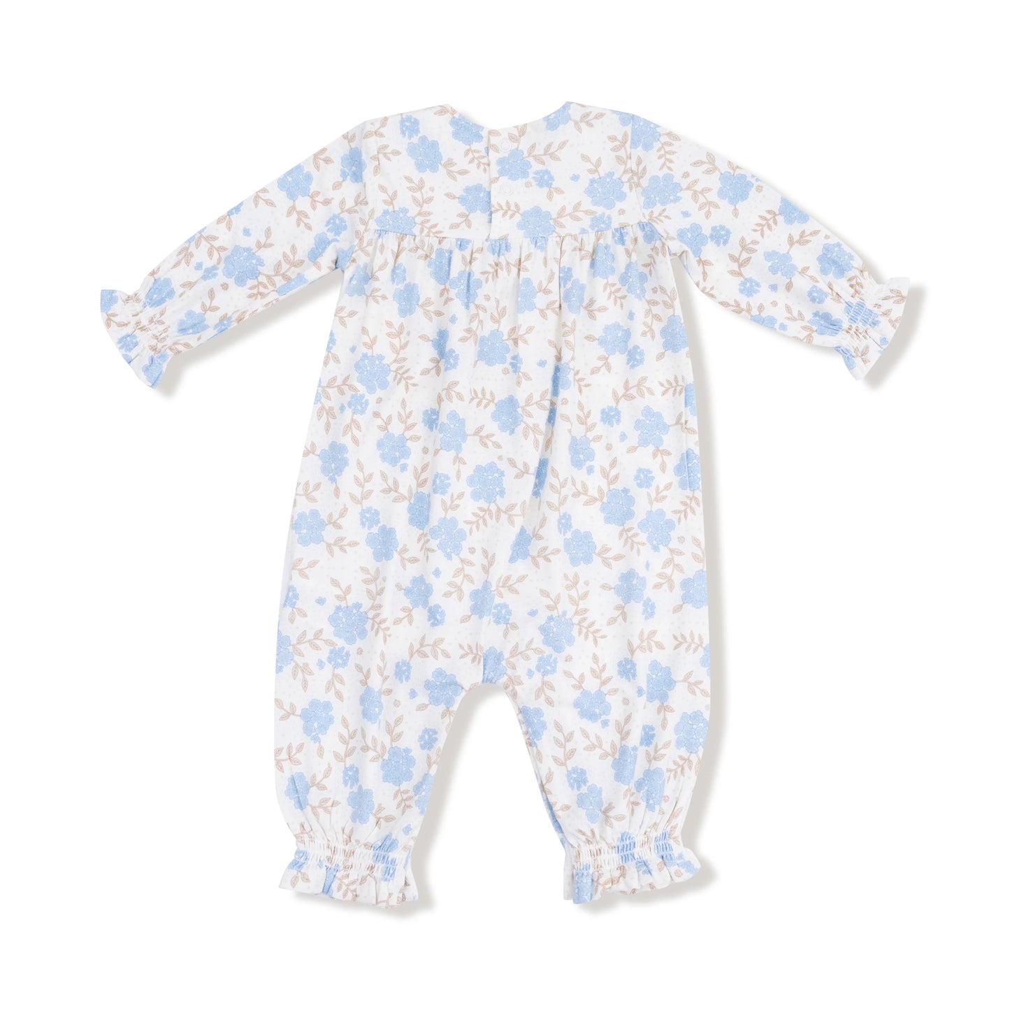 Smocked Romper | Baby Blue Floral