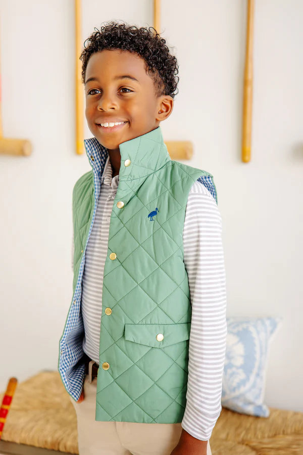 Prim & Proper Polo LS | Grantley Gray Stripe w/ Gray Bay Brown Stork