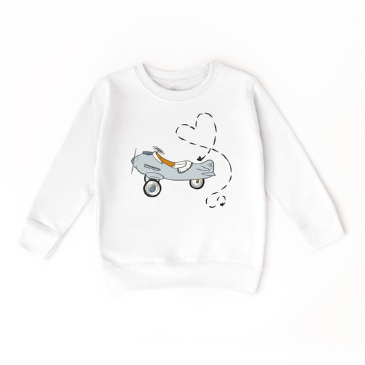 Love is in the Air Airplane Sweatshirt | White