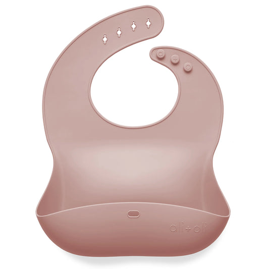 Silicone Baby Bib Roll Up & Stay | Soft Blush