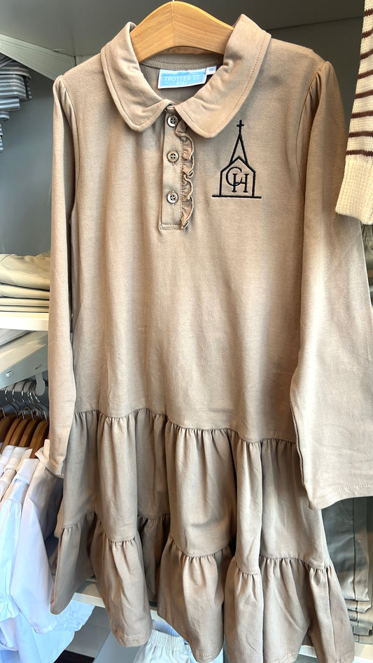 Ruffle Long Sleeve Polo Dress w/ Chapel Hill Logo