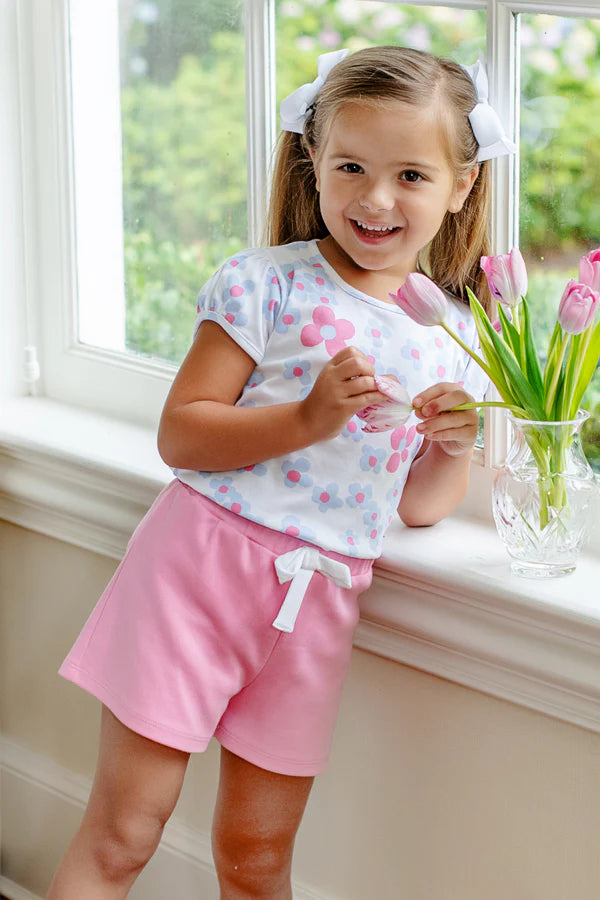 Shipley Shorts With Bow and Stork in Hamptons Hot Pink/ Worth Avenue White
