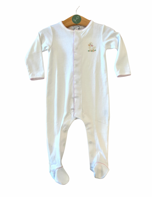 Little Quacker Embroidered Footie | Pink