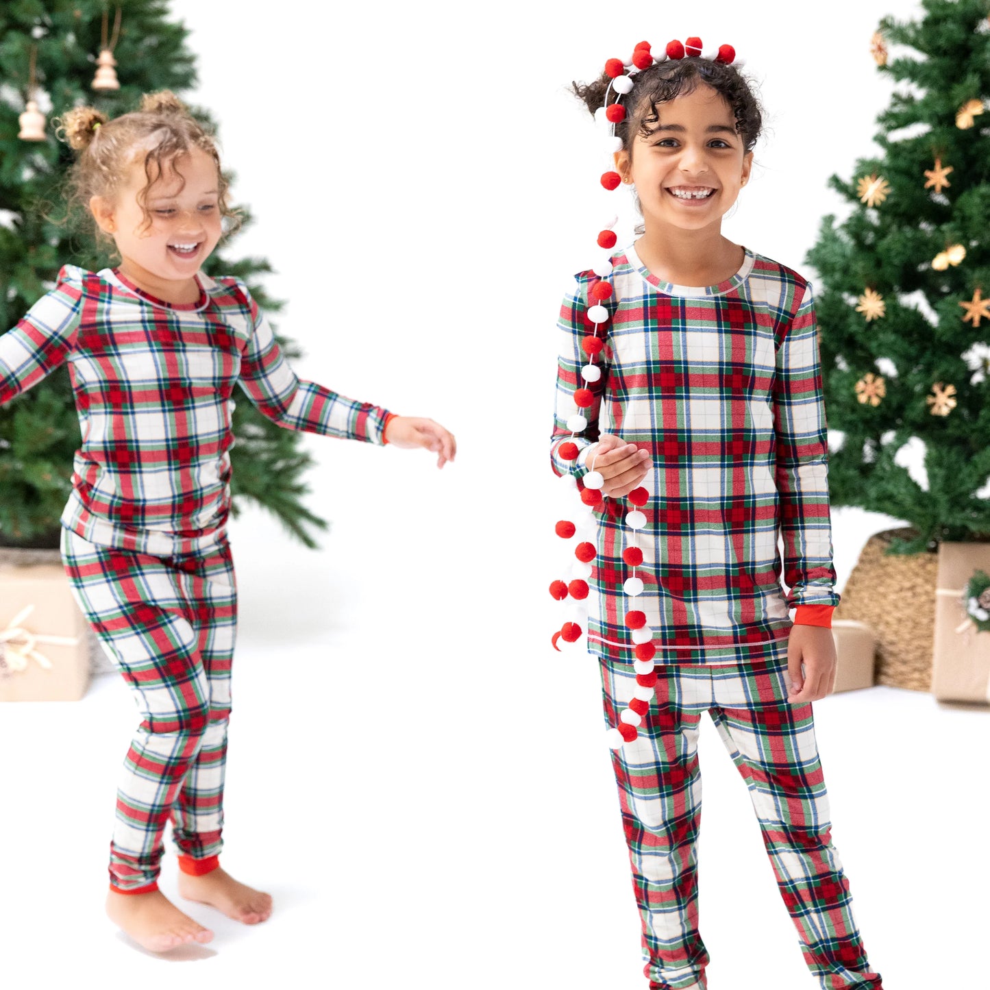 Lounge Wear Long Sleeve Set | Holiday Plaid