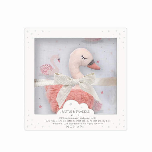 'French Swan' Blanket & Rattle Gift Set