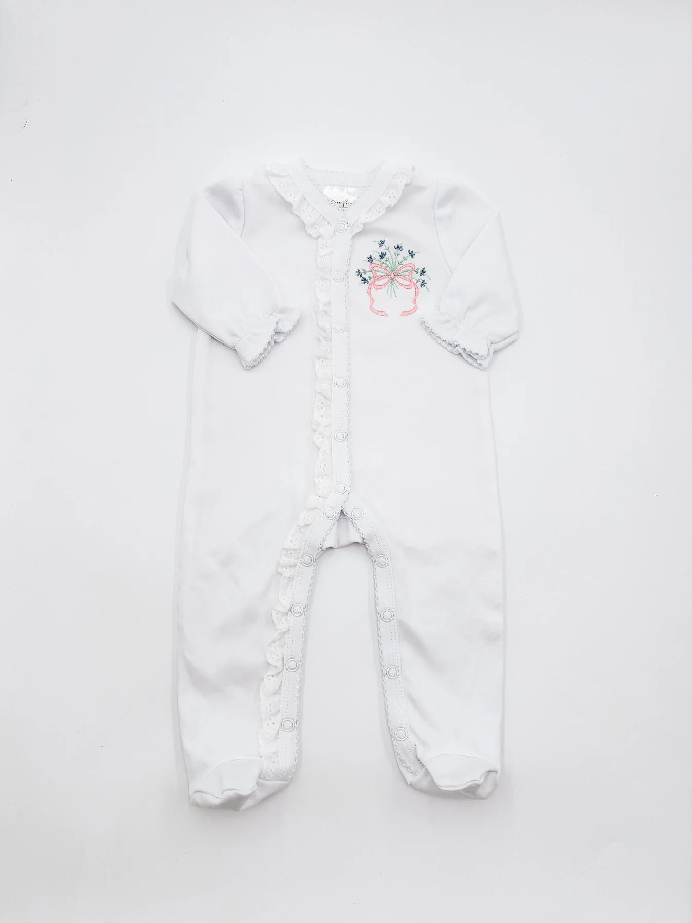 White Footie with White Lace Trim