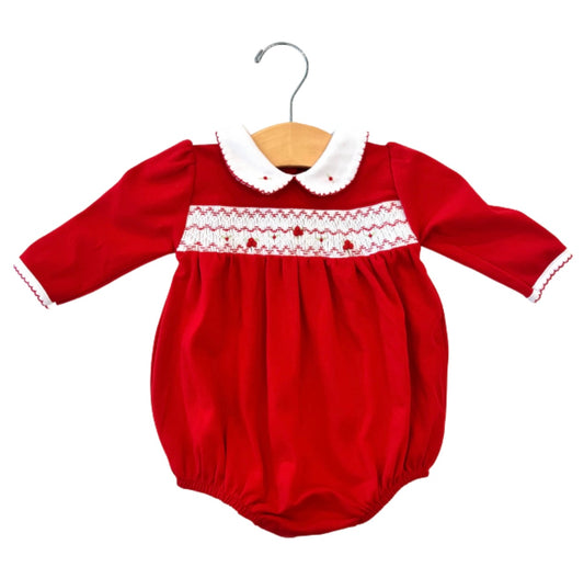 Clara and Colton Smocked Collared Longsleeve Girl Bubble
