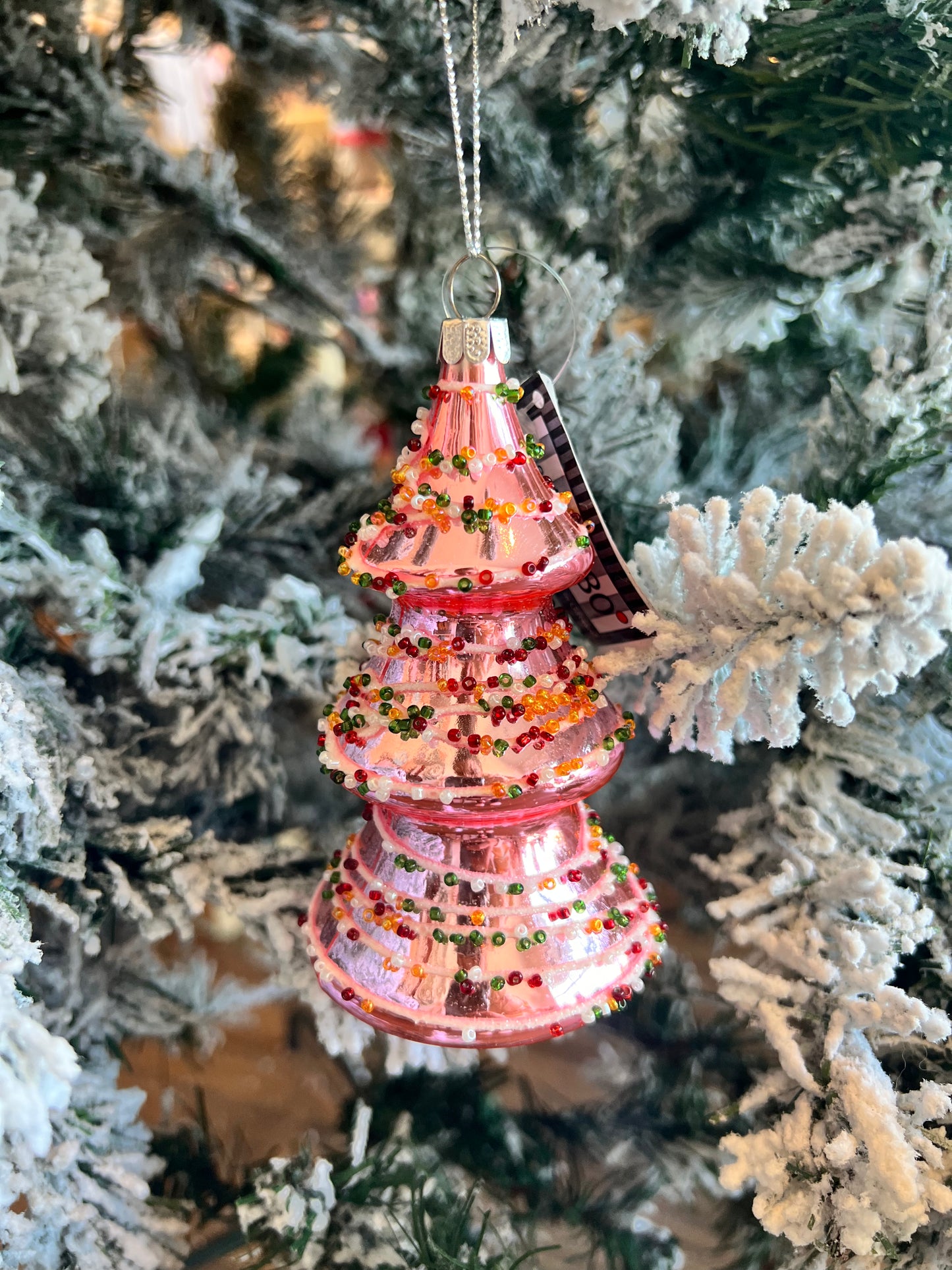 Pink Glitter Christmas Tree Ornament
