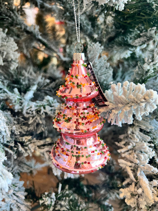 Pink Glitter Christmas Tree Ornament