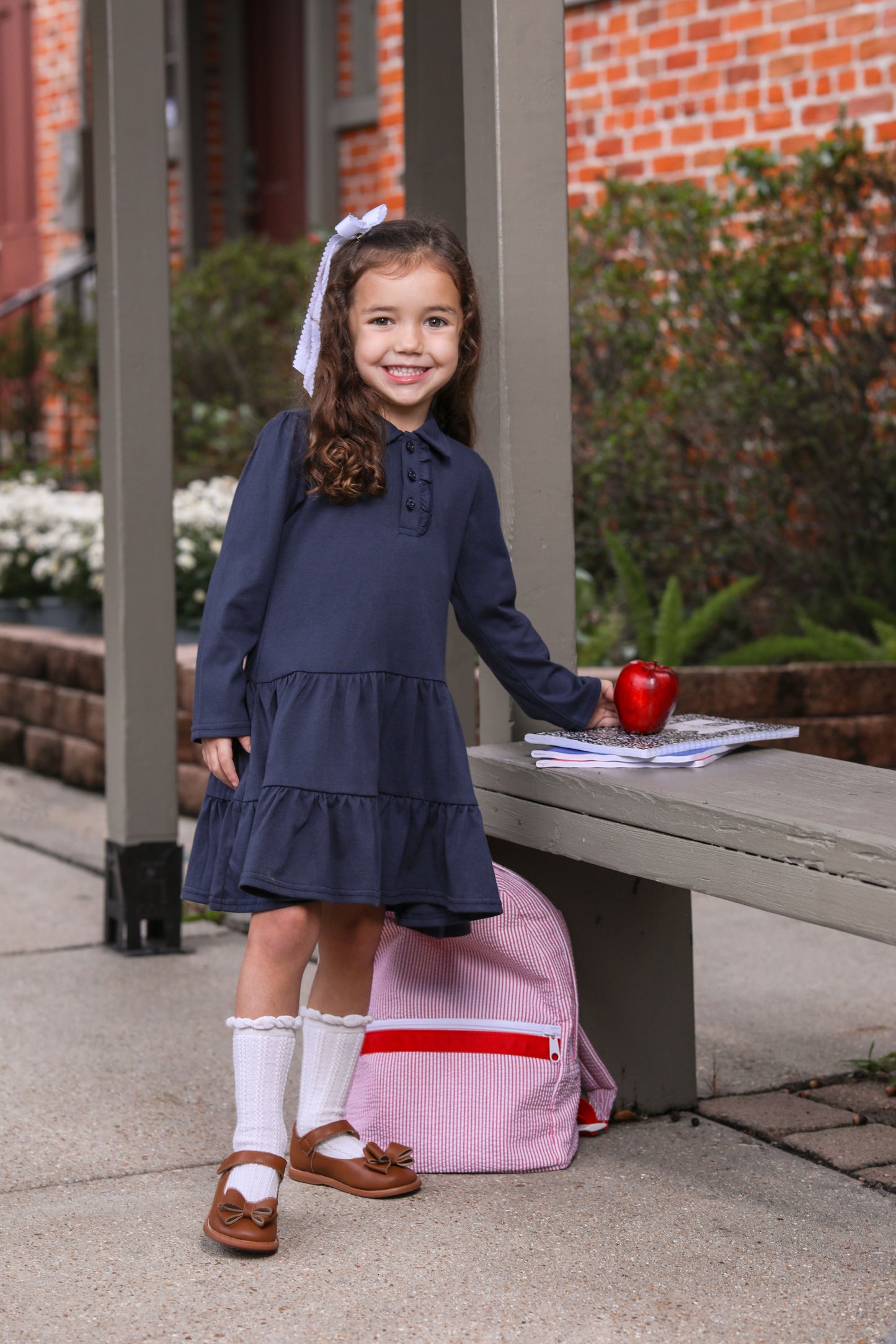 Ruffle Long Sleeve Polo Dress w/ Chapel Hill Logo