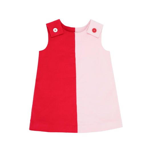 Katie Anne Colorblock Jumper (Corduroy) | Richmond Red & Palm Beach Pink