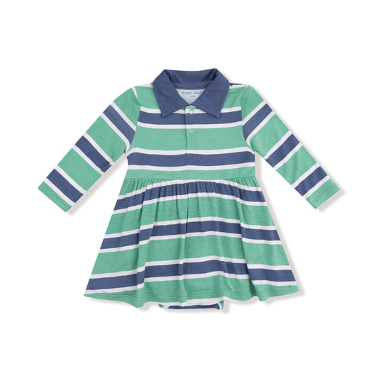 Longsleeve Polo Bodysuit Dress | Rugby Stripe