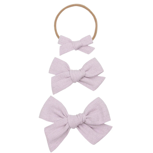 Linen Bow Lavender Headband
