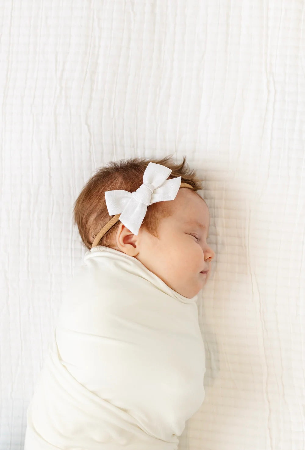 Linen Bow | White Headband
