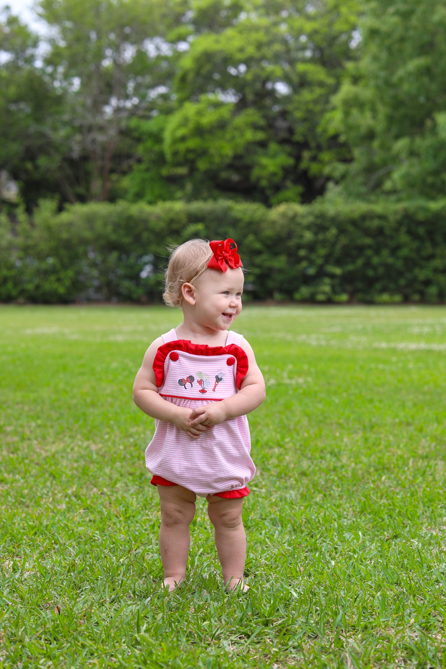 Mouse Embroidery Ruffle Sunsuit