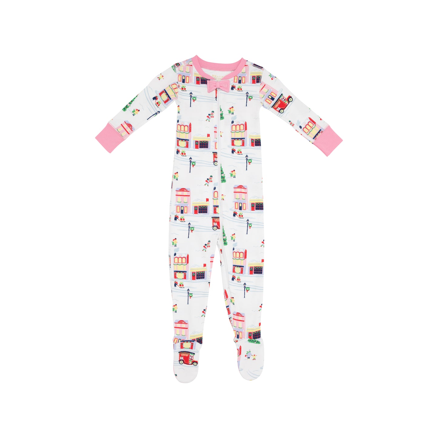 Noelles Night Night Footie | Merry Little Main Street with Hamptons Hot Pink