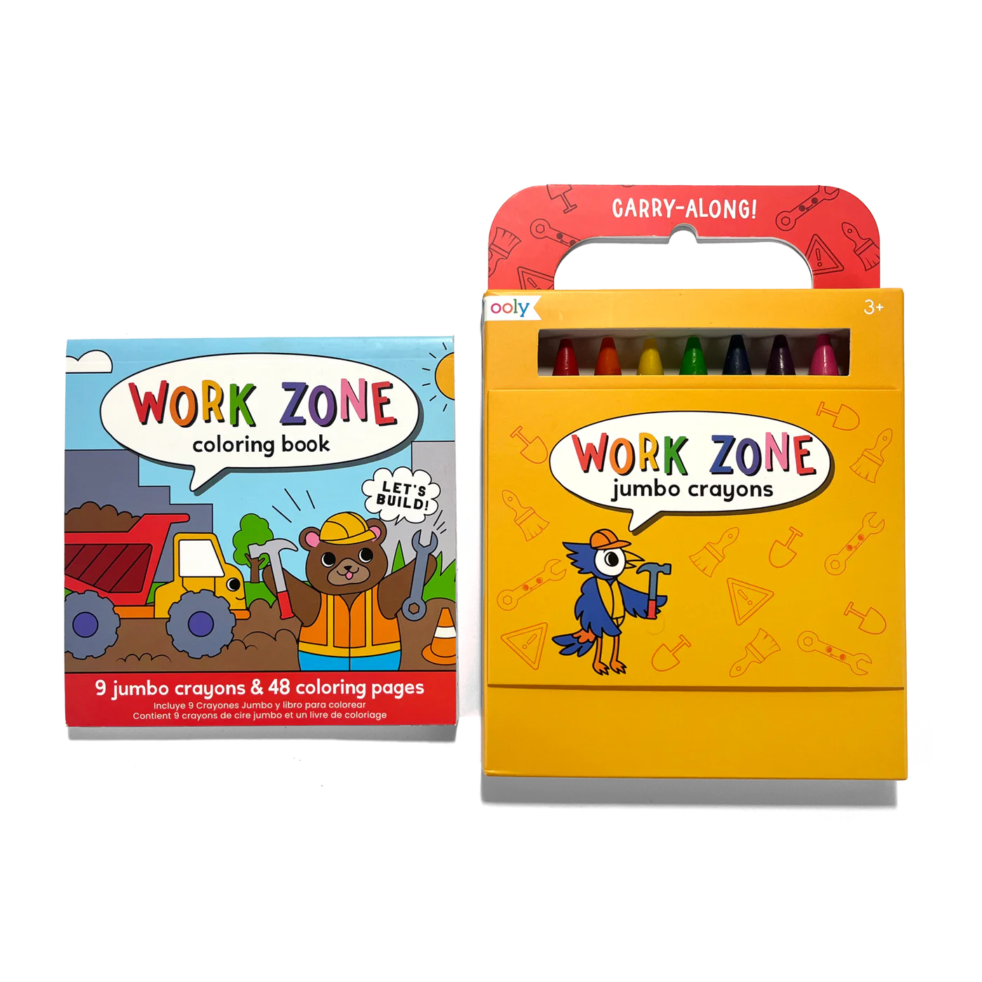 Carry Along! Coloring Book and Crayon Set - Work Zone -Set of 9 Crayons