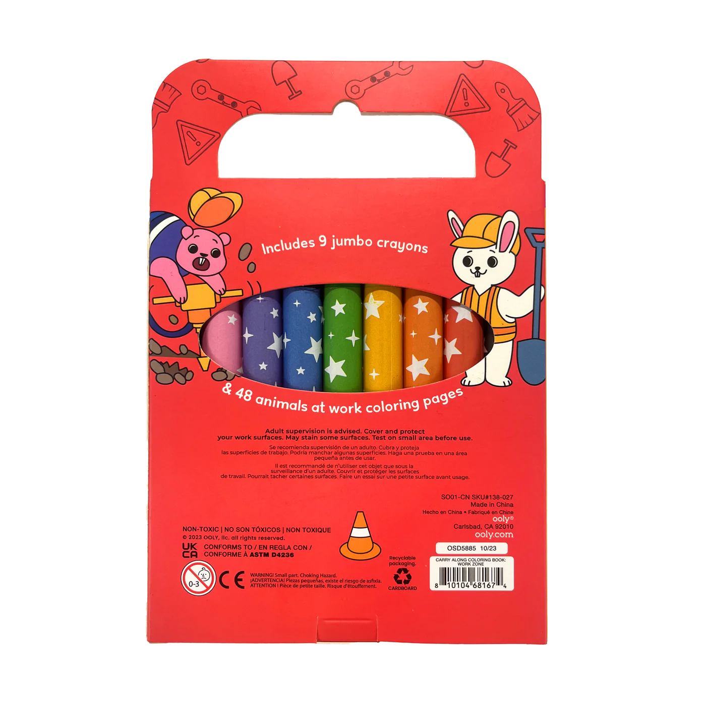 Carry Along! Coloring Book and Crayon Set - Work Zone -Set of 9 Crayons