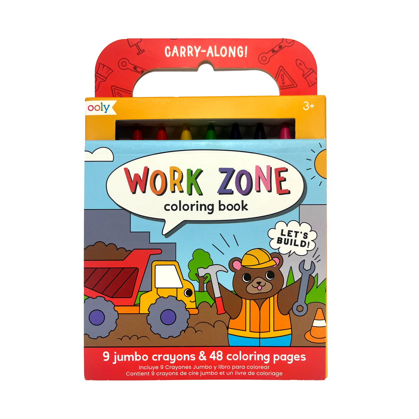 Carry Along! Coloring Book and Crayon Set - Work Zone -Set of 9 Crayons