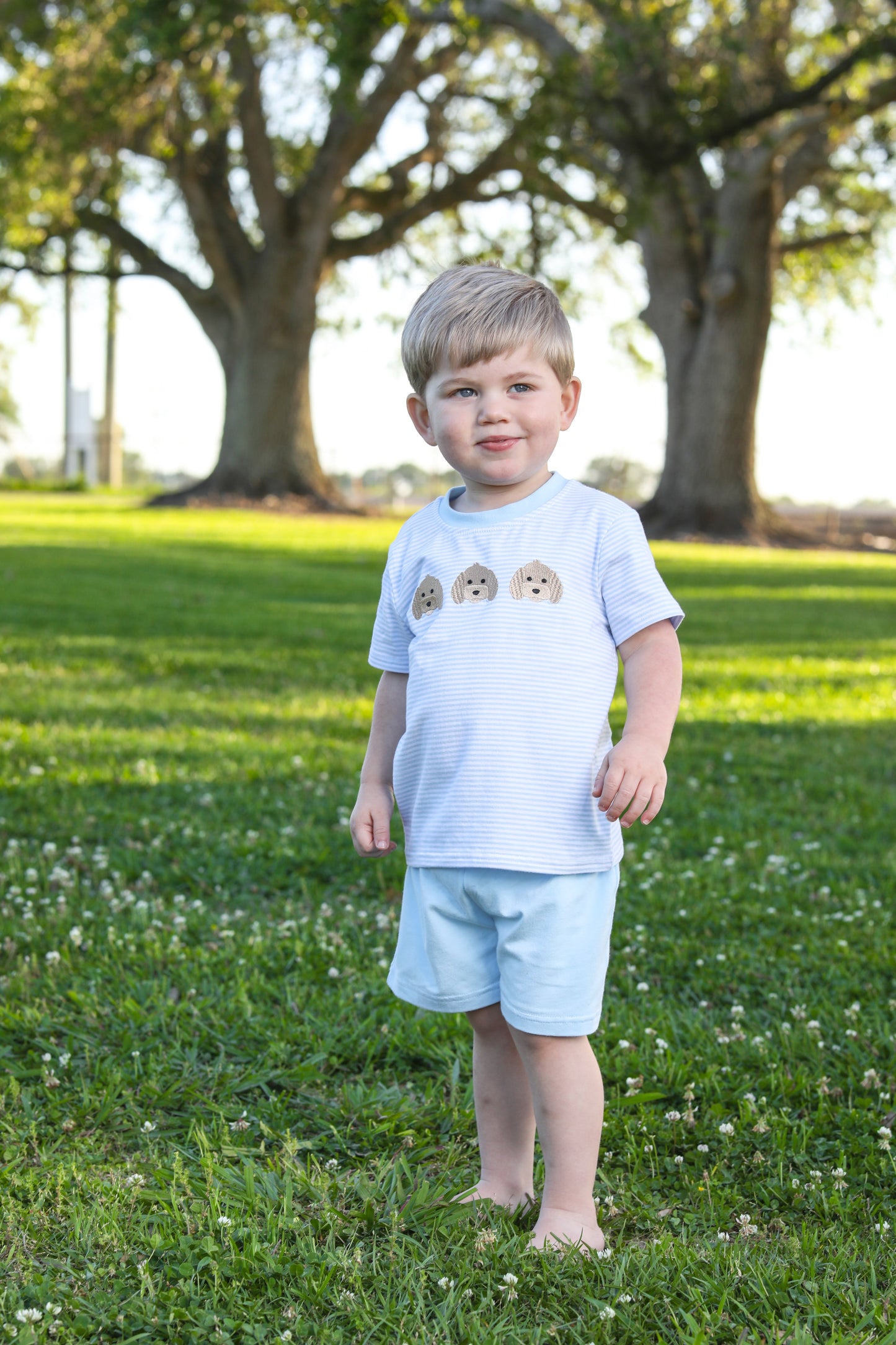 Puppy Trio Embroidery Short Set