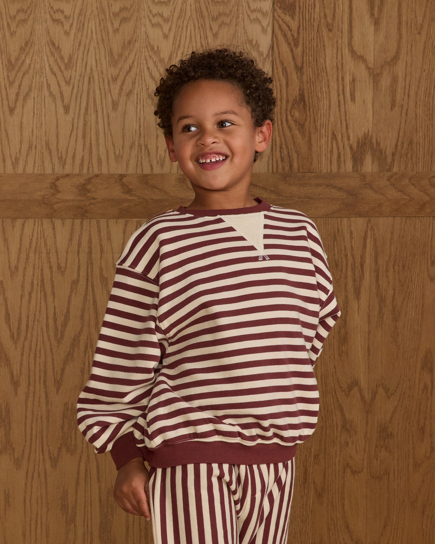 Oversized Crew || Burgundy Stripe