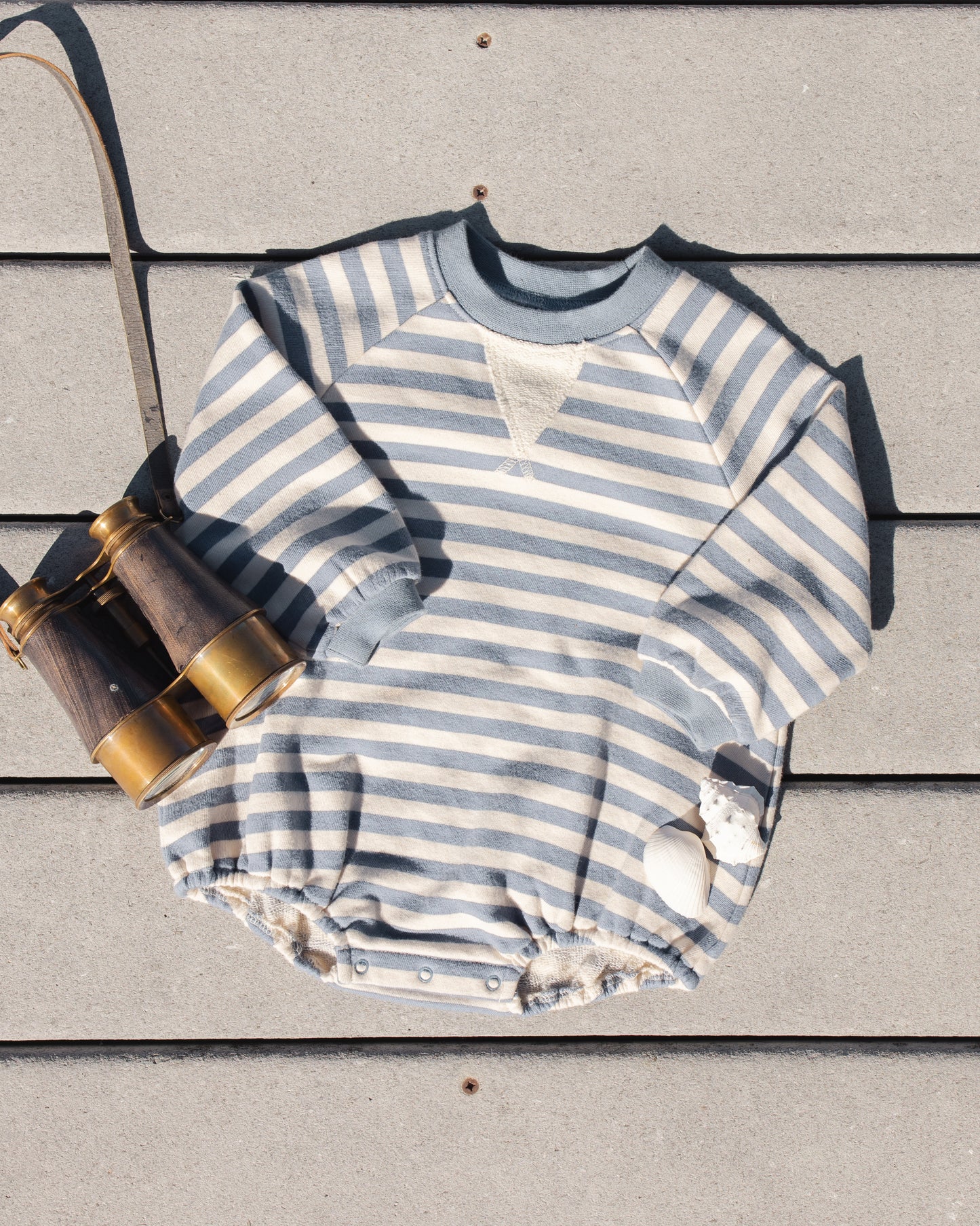 Crewneck Romper || Marine Stripe