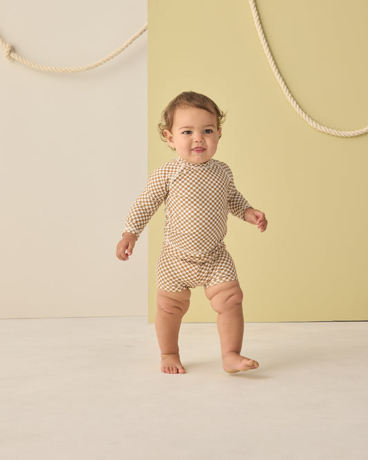 Boys Rashguard Set || Ocre Check