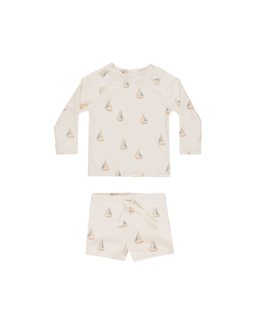 Rashguard Boy Set || Sailboats